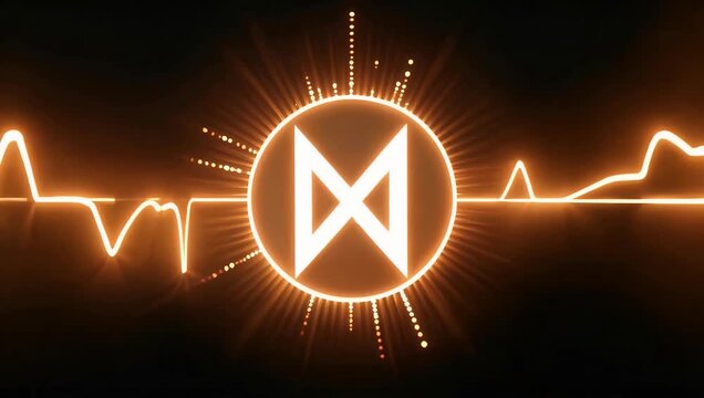 Bright 4K motion graphic illustration featuring a glowing neon financial investment growth icon isolated on black custom designed for stock trading economics and corporate financial analysis videos