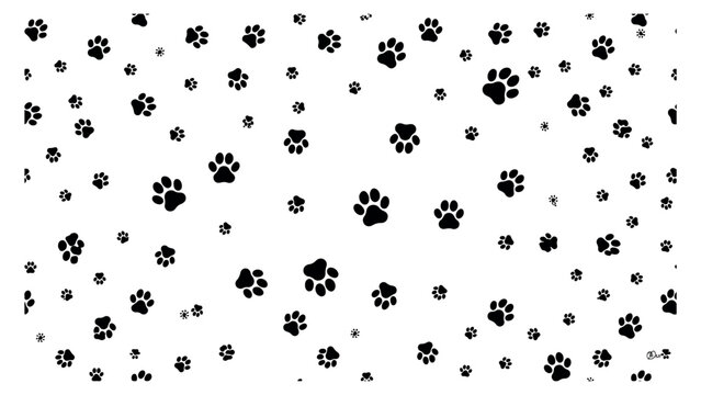 Seamless pattern with cute animal paw prints background illustration for digital wallpaper.