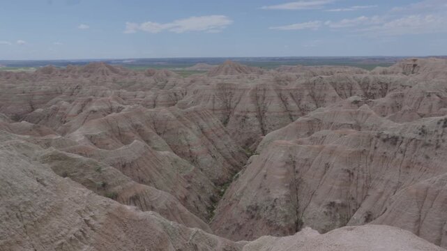 Overlook of dramatic formations at Badlands National Park