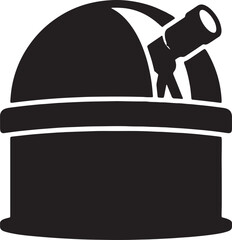 Observatory telescope dome black silhouette isolated on transparent background vector illustration icon graphic. © Sheplob