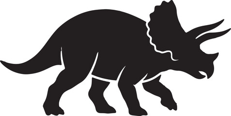 Silhouette of triceratops dinosaur prehistoric creature ancient animal extinct reptile vector. © Sheplob