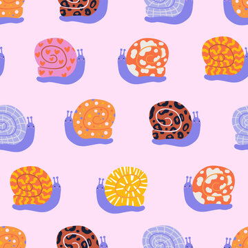 Cute snails - seamless surface pattern design