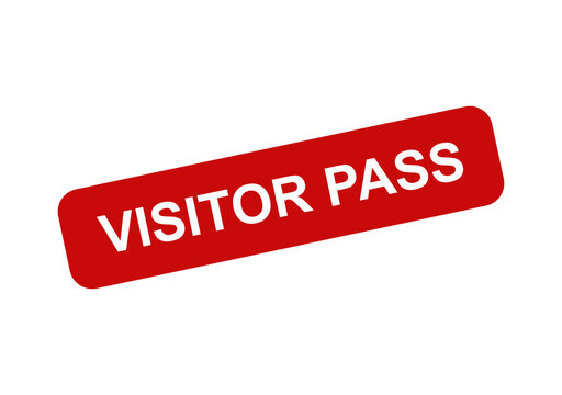 Red visitor pass stamp icon with white text isolated on a plain white background for corporate security and access isolated on transparent background
