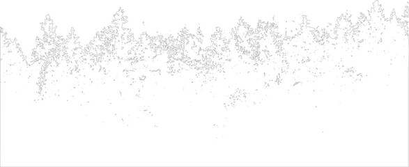 Horizontal landscape border featuring messy sketch outlines of wild forest trees and vegetation on transparent background for nature scenery design. © MdKorban