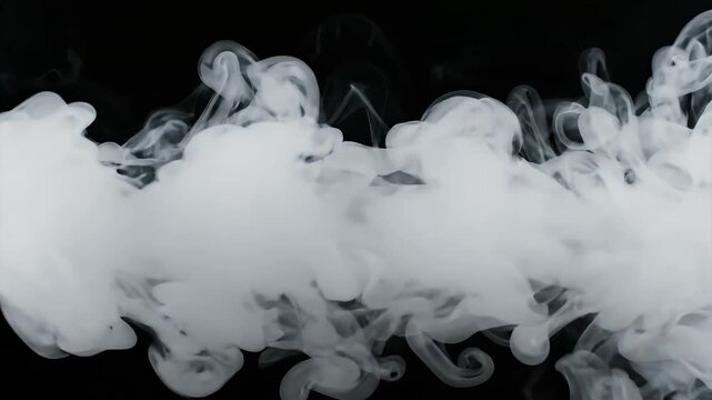 White smoke trail flowing against solid black background.
