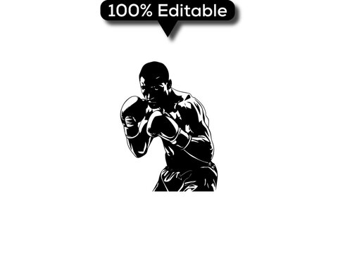 Boxer champion showing strong body flex in ring vector graphic