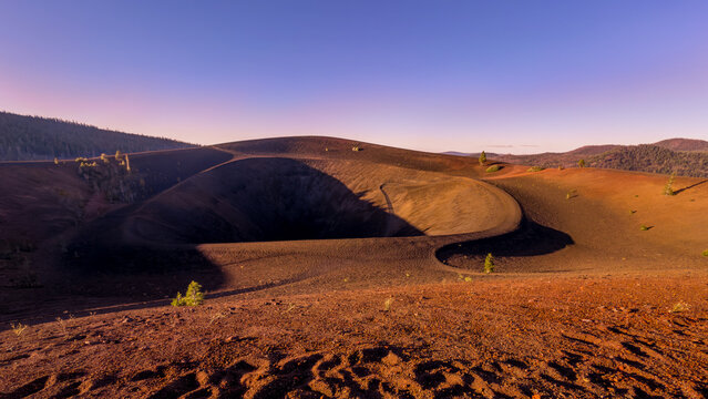 Cinder Cone crater in Lassen Volcanic National Park, California, USA just before sunset
