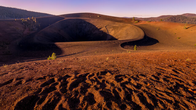 Cinder Cone crater in Lassen Volcanic National Park, California, USA just before sunset
