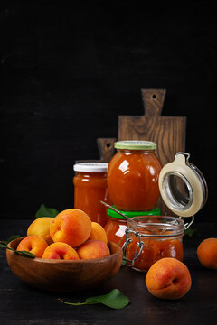 Traditional Homemade Apricot Jam with Ripe Summer Fruit