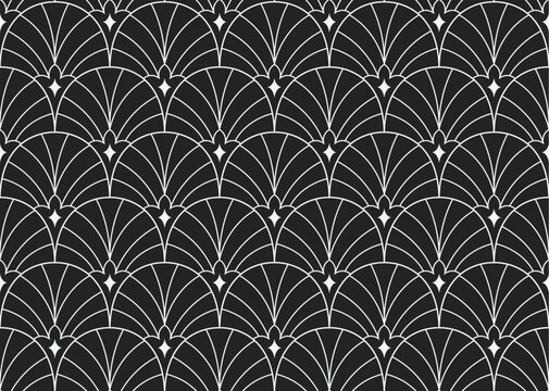 Classic art deco vector seamless pattern. Abstract vintage background. Geometric damask texture.