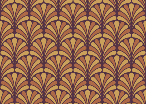 Geometric floral art deco abstract pattern. Symmetrical decorative background.