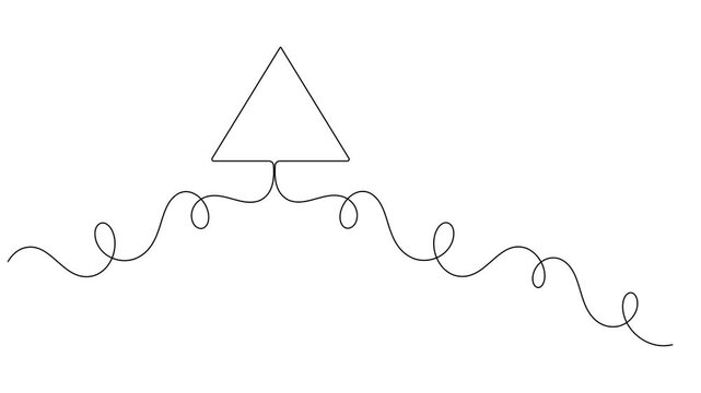 Upload and rising arrow with elegant wave loops sign continuous one line drawing moving on white background minimalist single art business growth curves and strategic direction symbol animation video