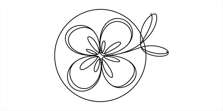 Simple line art drawing of a flower inside a circle icon