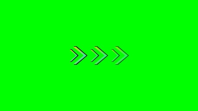 Green triple arrow indicators on chroma key background