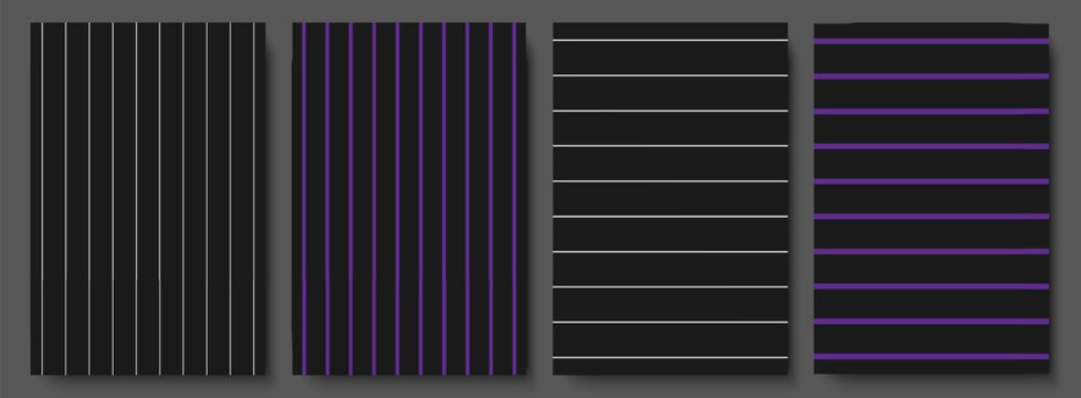 Set of four gothic pinstripe seamless background patterns.