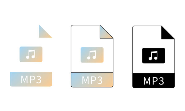 Blue orange and black MP3 file format audio document icon set