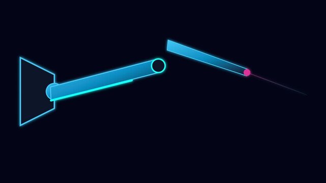 Abstract robotic arm motion with neon blue glow and precision laser pointer effect animation 4k motion abstract