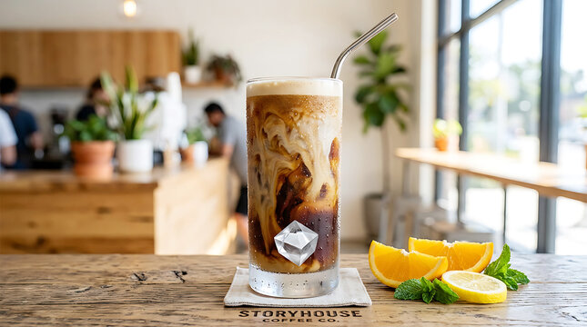 Iced Coffee Drink With Citrus Slices
