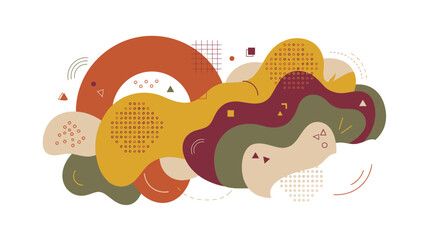 Naklejka premium Abstract Warm Earth Tones Fluid Organic Shapes and Arch Vector Illustration