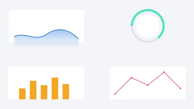 Data visualization dashboard elements featuring financial charts analytics growth statistics progress and modern visual information