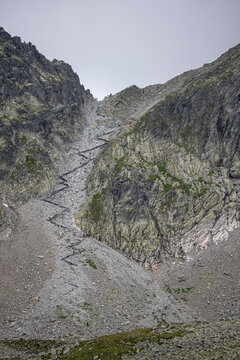 Hiking trail to Sedielko mountain pass in High Tatras, Slovakia