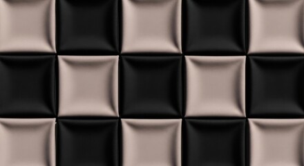 Obraz premium Quilted Upholstery Texture In Black And Beige Squares