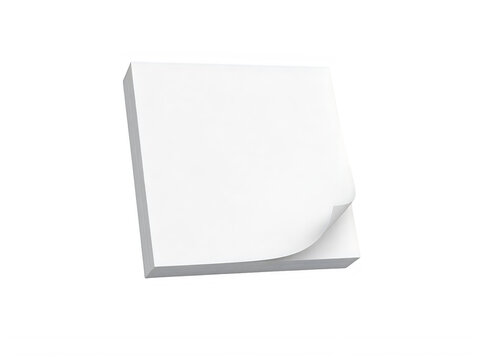 Blank white sticky note pad with curled corner, square adhesive paper block for office reminders, clean paper stationery mockup for messages isolated on White Background ai