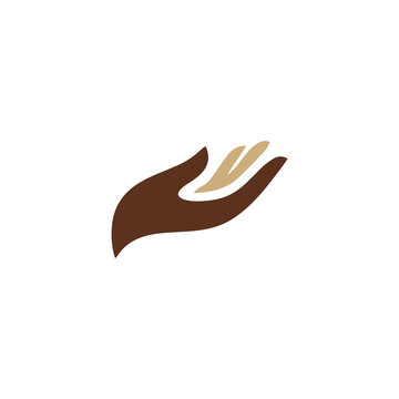 Minimalist icon of a stylized human hand reaching out in a gesture of care and support.