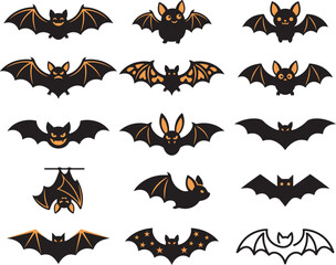 Fototapeta premium A collection of various spooky bat silhouettes for a creative halloween vector illustration on a white background