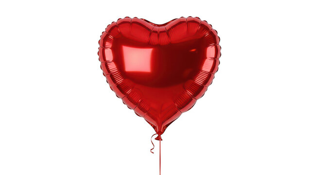 Shiny red heart shaped balloon with a tail
