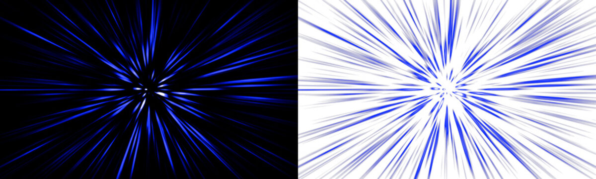 Blue neon light streak, speed burst ray effect, transparent, PNG

