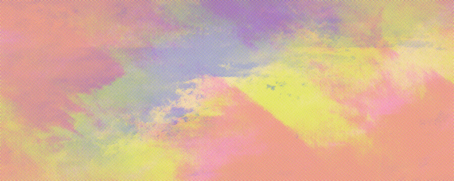Halftone printmaking riso background, yellow, pink and violet dots abstract paper. Layered gradient texture, colorful screen filter, vibrant abstract poster surface. Vector illustration
