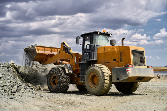 Heavy machinery at open-pit copper mining site