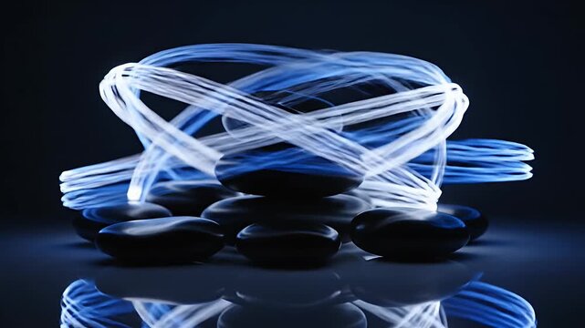Zen stones with blue light trails.