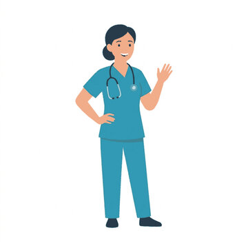 Friendly female nurse worker ready for labor day celebration vector illustration