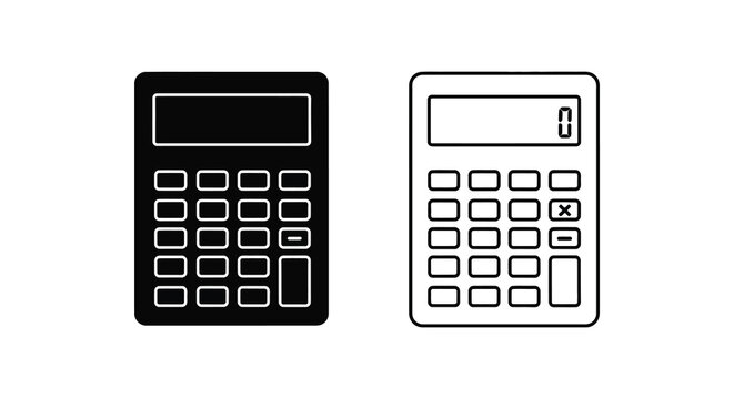 calculator icons in silhouette math finance accounting