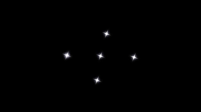 Twinkling light, star sparkle, retro blinking animation, glowing shiny starlight glitter, white cartoon doodle vector star. stars blinking sparkle,motion graphics with black screen background.4K video