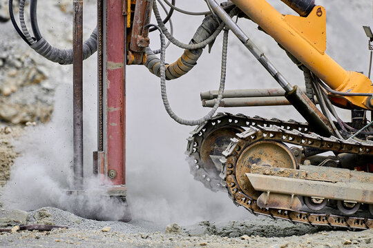 Close-up of machinery in an open-pit copper mine