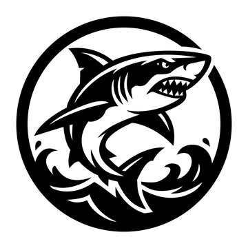 Predatory Shark Crest Ocean Badge Vector