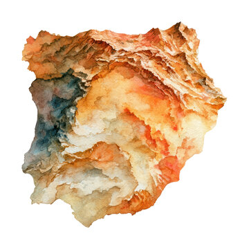 PNG Abstract watercolor landscape with earthy tones.