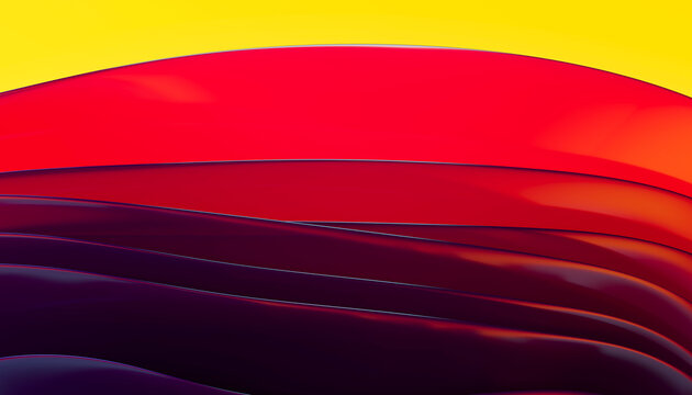 Abstract gradient wave layers in red purple and yellow