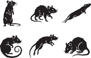 Naklejka premium A set of rats. Hand drawn vector illustration