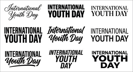 International Youth Day typography collection on a white background various font styles alphabet arrangement banner © vector desgins 