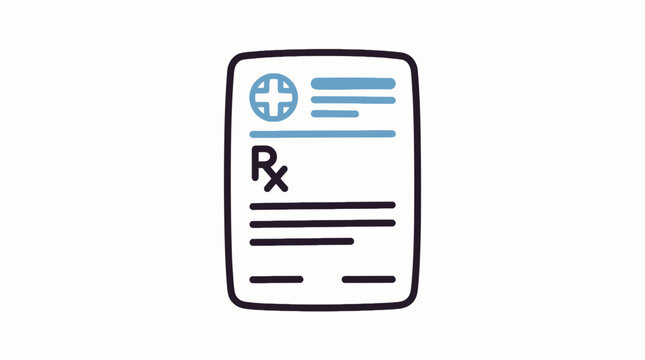 Medical prescription form with rx symbol and health icon