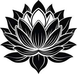 Fototapeta premium Elegant black and white lotus flower vector illustration