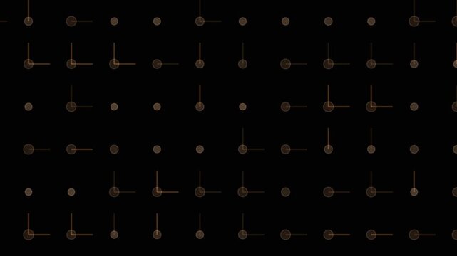 A seamless looping animation displays a grid of golden geometric shapes on a dark background.