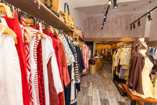 Vibrant women's clothing store with colorful fashion