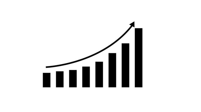 Growth, arrow up. Finance, Bar graph going up, Profit concept, positive increase chart. graph with rising up arrow and bar stats animation.