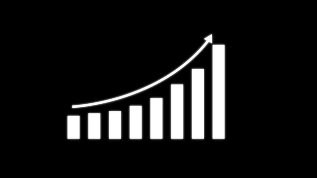 Growth, arrow up. Finance, Bar graph going up, Profit concept, positive increase chart. graph with rising up arrow and bar stats animation.