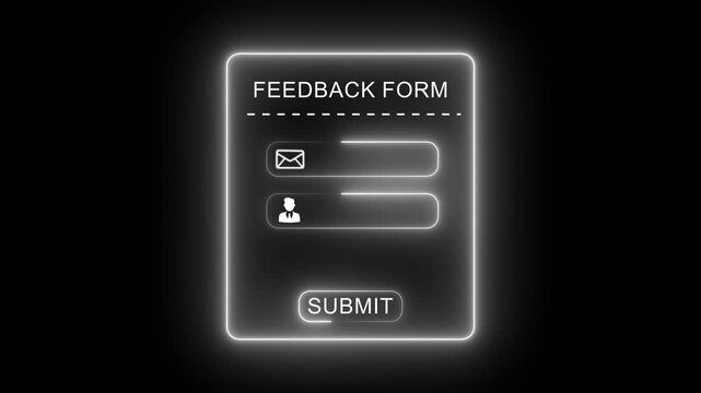 Digital feedback form interface concept on the transparent background. Perfect for customer feedback, digital onboarding, user experience in web applications. Motion graphics of feedback concept.